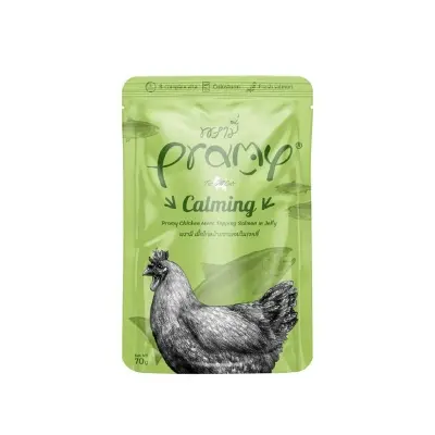 Picture of Pramy CALMING Pouch Cat Food Chicken Meat Topping Salmon in Jelly for Adult 70gm