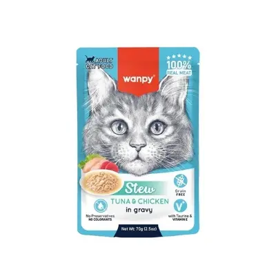 Picture of Wanpy Stew in Gravy Pouch Cat Food Adult Tuna & Chicken 70gm