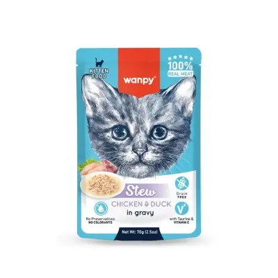 Picture of Wanpy Stew in Gravy Pouch Cat Food Kitten Chicken & Duck 70gm