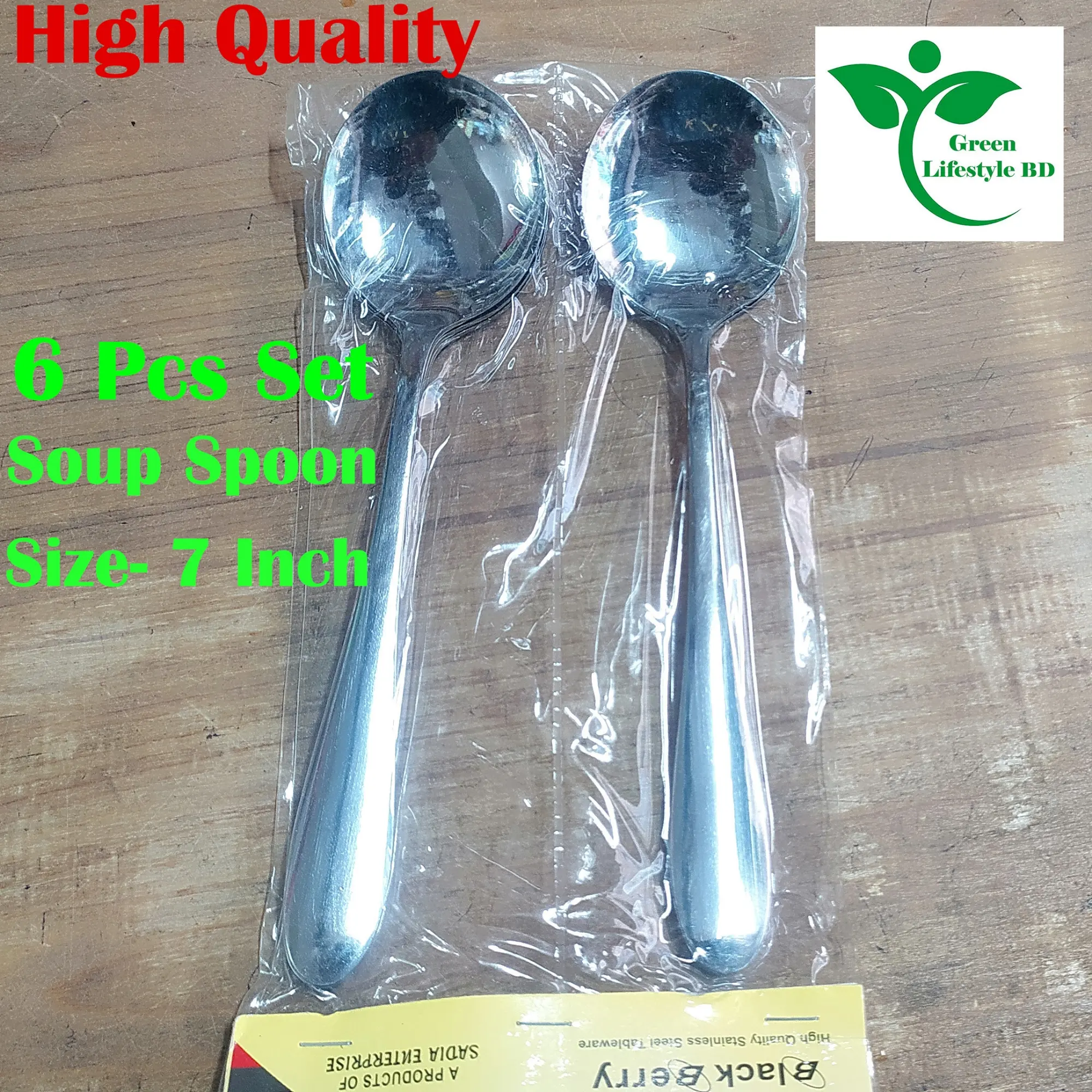 Picture of Good quality Stainless Steel 6 Piece Set Soup Spoon 7 Inch Tall For Dining and Kitchen - Silver