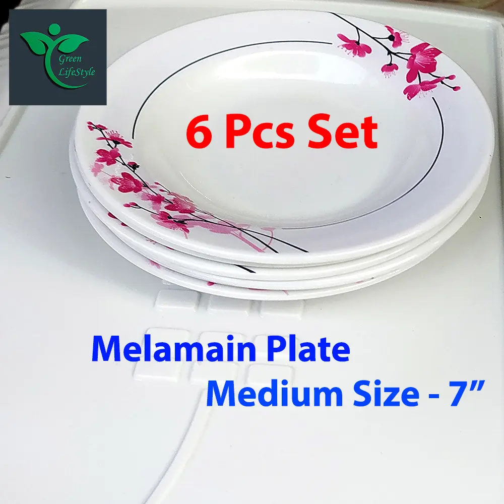 Picture of 6pcs Set Melamine Plate Multi Design print (7" Size ) for Home & Office High Quality Melamine. - Multicolor