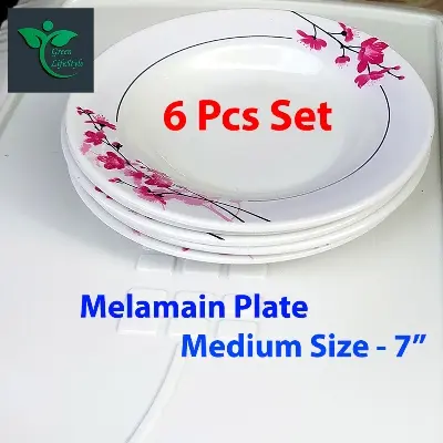 Picture of 6pcs Set Melamine Plate Multi Design print (7" Size ) for Home & Office High Quality Melamine. - Multicolor