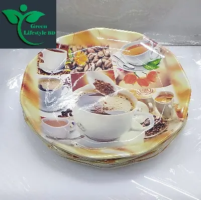 Picture of 6pcs Set Melamine Medium size coffee Plate (7" Size ) for Home & Office High Quality Melamine. - Multicolor