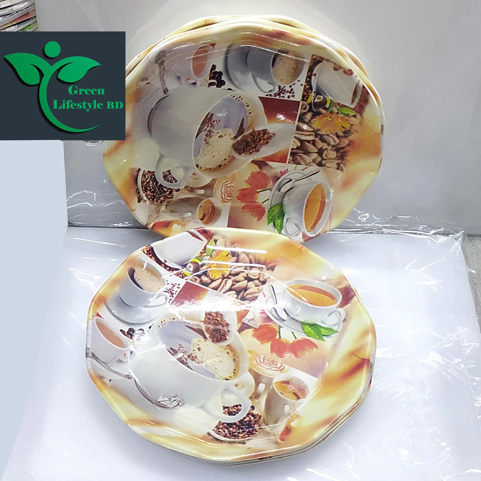 Picture of 6pcs Set Melamine Medium size coffee Plate (7" Size ) for Home & Office High Quality Melamine. - Multicolor