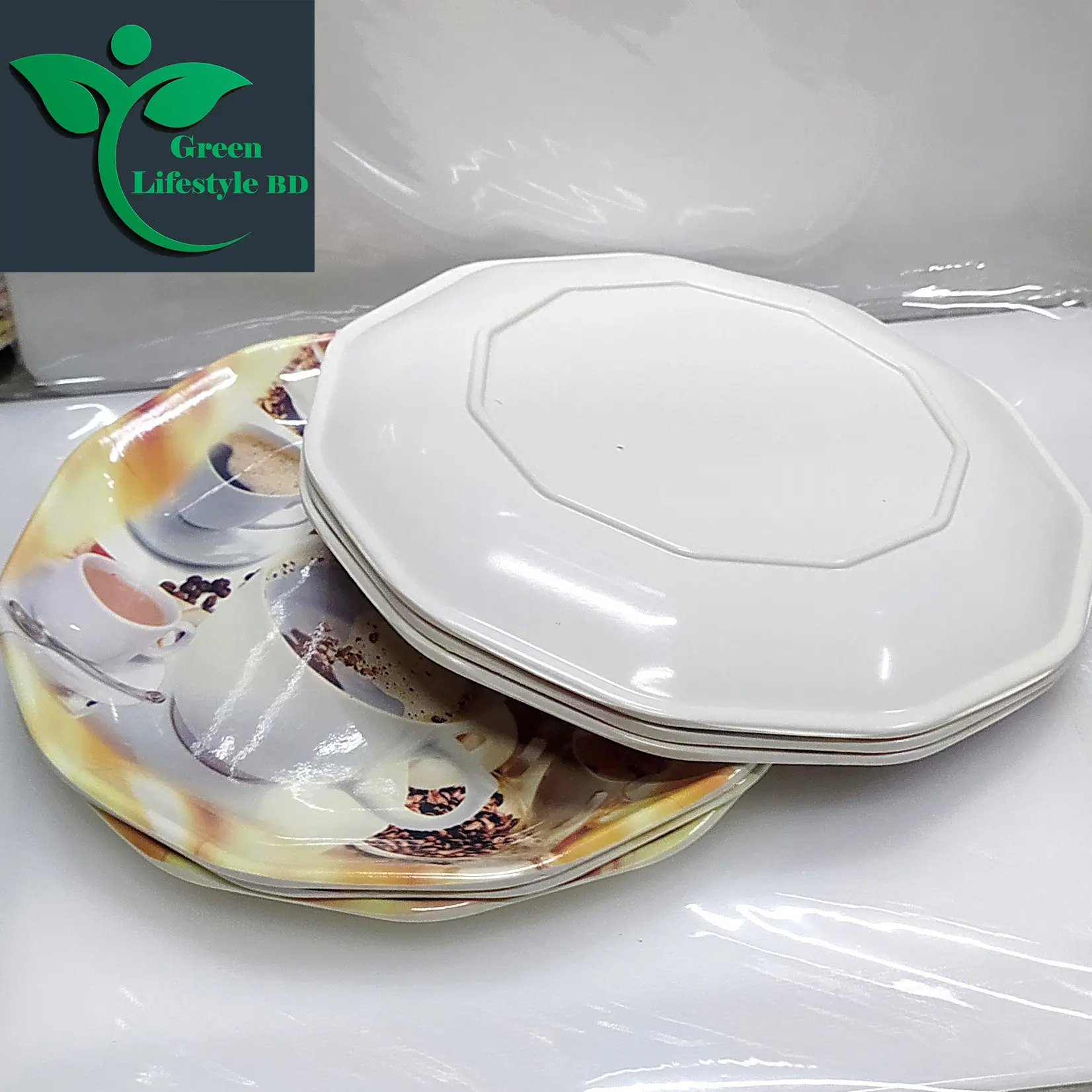 Picture of 6pcs Set Melamine Medium size coffee Plate (7" Size ) for Home & Office High Quality Melamine. - Multicolor