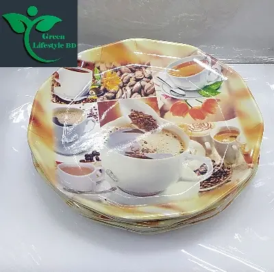 Picture of 6pcs Set Melamine Half Plate (7" / 5" Size ) Multi Design Print for Home & Office High Quality Melamine.