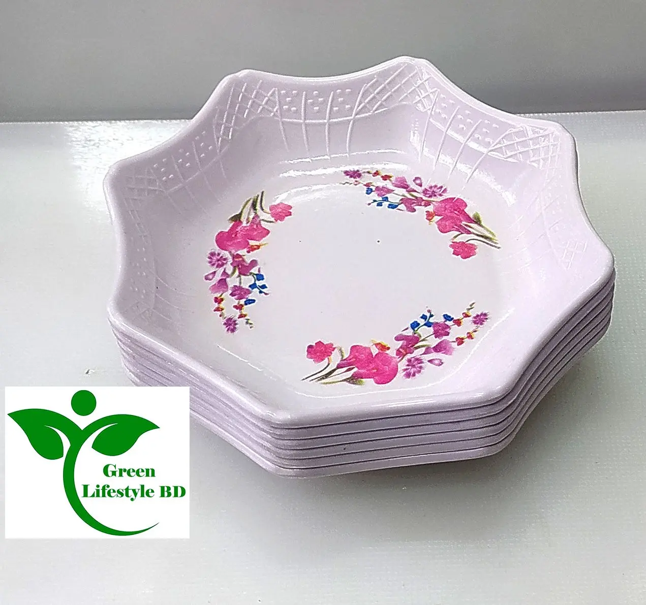 Picture of 6pcs Set Melamine Half Plate (7" / 5" Size ) Multi Design Print for Home & Office High Quality Melamine.