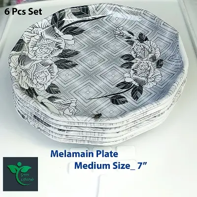 Picture of 6pcs Set Melamine Half Plate (7" / 5" Size ) Multi Design Print for Home & Office High Quality Melamine.
