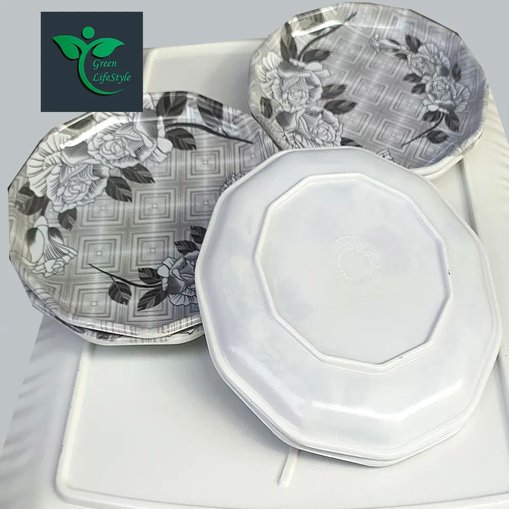 Picture of 6pcs Set Melamine Half Plate (7" / 5" Size ) Multi Design Print for Home & Office High Quality Melamine.