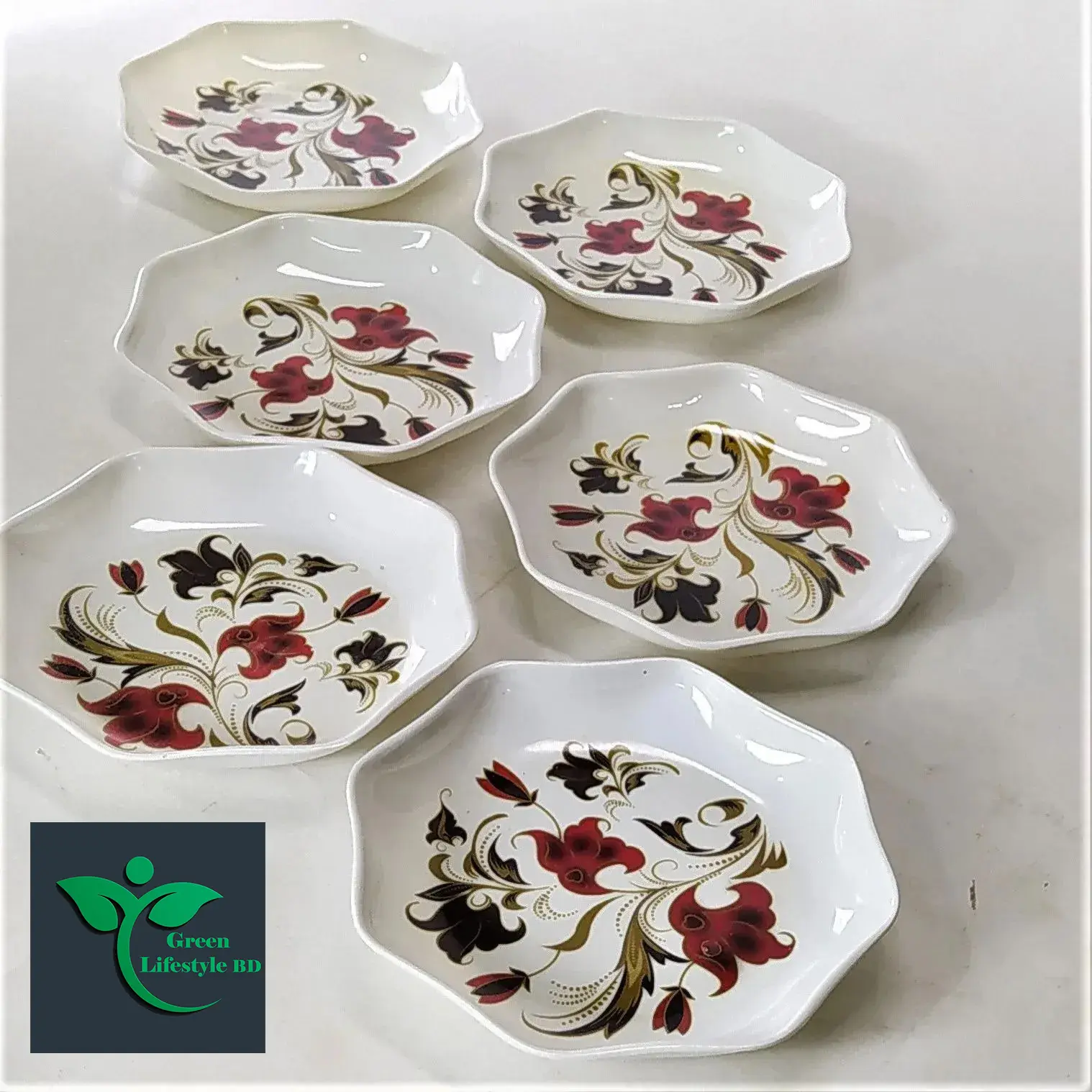 Picture of Melamine Plate New Style 6 Piece Set (Size 6.5" Inch) for Home and Office. - White