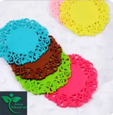Picture of 4Pcs (Size 7.5 inch) Silicone Table Heat Resistant Mat Dish Coaster Drink Placemat Mat Multicolor. - Multicolor