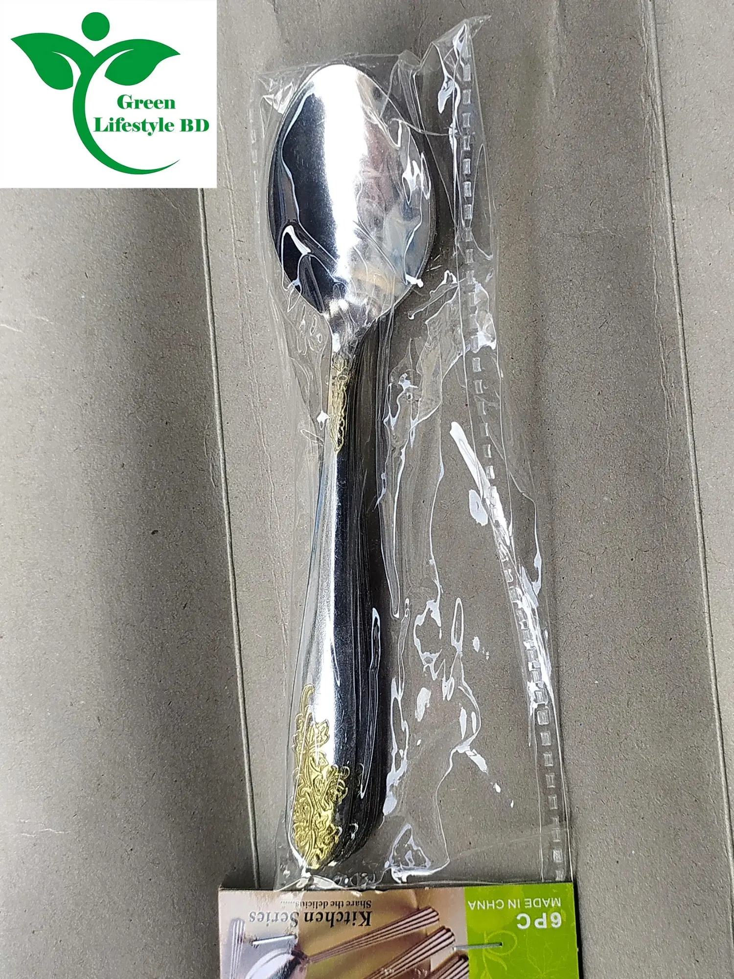 Picture of 6 Pieces 6inch Stainless Steel Spoon Set ( Multi Design Print ) For use home and kitchen. - Silver