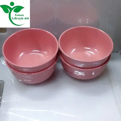 Picture of Big Size Melamine Soup Bowl 6 pcs 4.5" Round Pink Color Multi Design Print - Pink