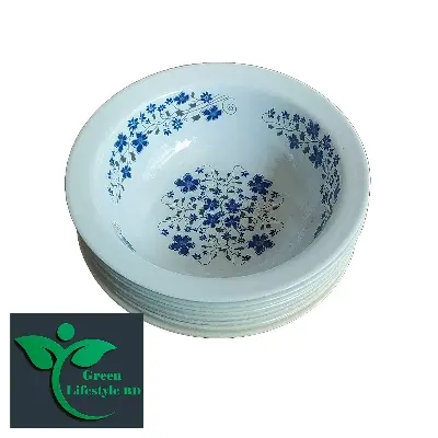 Picture of Melamine Soup Bowl/Bati 6 Pcs Set 5.8" Round Multi Design Print (Hard Melamine) - White