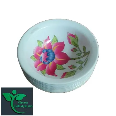 Picture of Melamine Soup Bowl/Bati 6 Pcs Set 5.8" Round Multi Design Print (Hard Melamine) - White