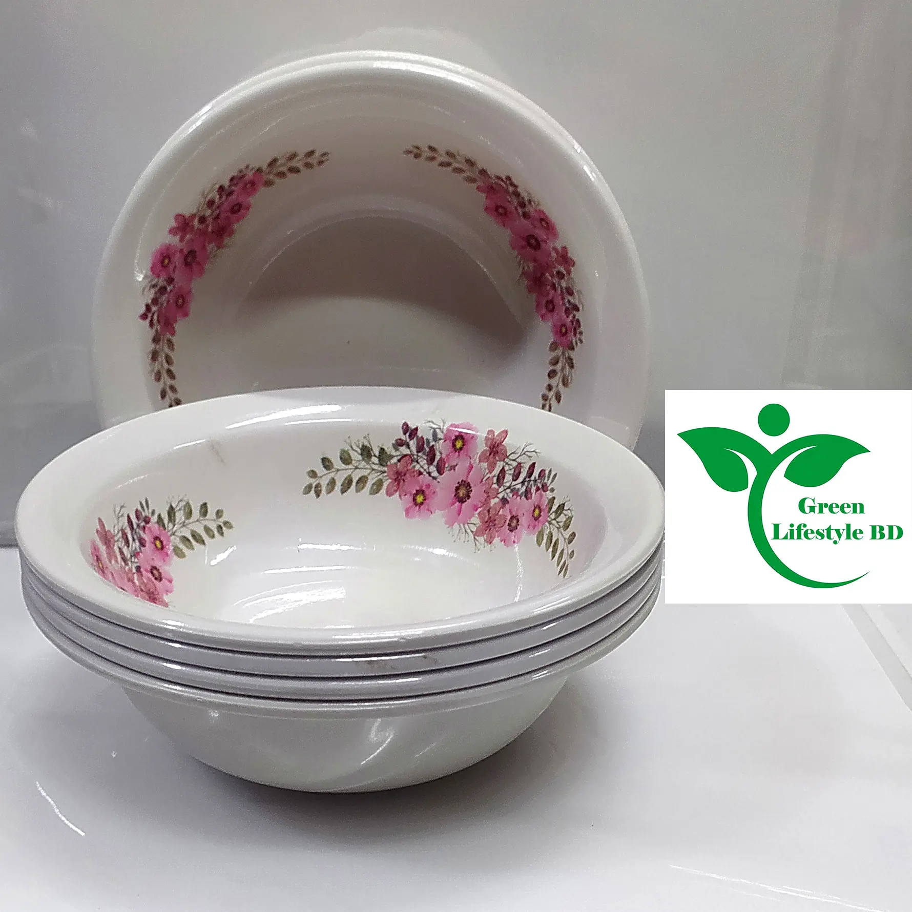 Picture of Melamine Soup Bowl/Bati 6 Pcs Set 5.8" Round Multi Design Print (Hard Melamine) - White