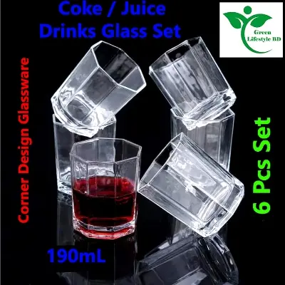Picture of Cristal Clear Drinking 8 Angles Coke Glass/ 8 Corner Sorbate Glass (6 pieces) Set - Clear