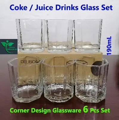 Picture of Cristal Clear Drinking 8 Angles Coke Glass/ 8 Corner Sorbate Glass (6 pieces) Set - Clear