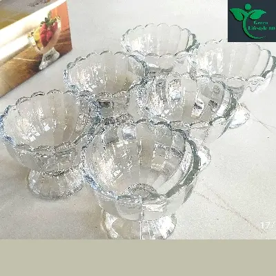 Picture of 6 Ps Set Glass Ice Cream Cup/Ice Cream Bowl/Dessert Special Cup/Glass Bowl for Fruit Salad - Coffee Mug - Clear