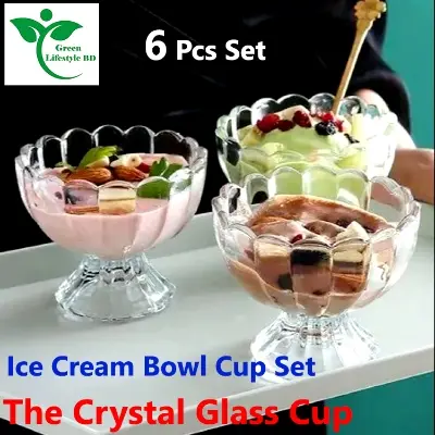 Picture of 6 Ps Set Glass Ice Cream Cup/Ice Cream Bowl/Dessert Special Cup/Glass Bowl for Fruit Salad - Coffee Mug - Clear