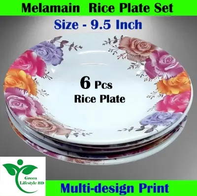 Picture of 6 pcs Set Big Size Melamine Plate (9.5" Size ) for Home & Office High Quality Melamine. - Multicolor