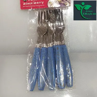 Picture of HIGH-QUALITY 12-piece Stainless Steel Fork & Spoon Set With Ceramic Design Silicon Handle  Stainless Steel Spoon Set 12-pieces (Tea Spoon 6-pieces & Fork Spoon 6-pieces) - Multicolor