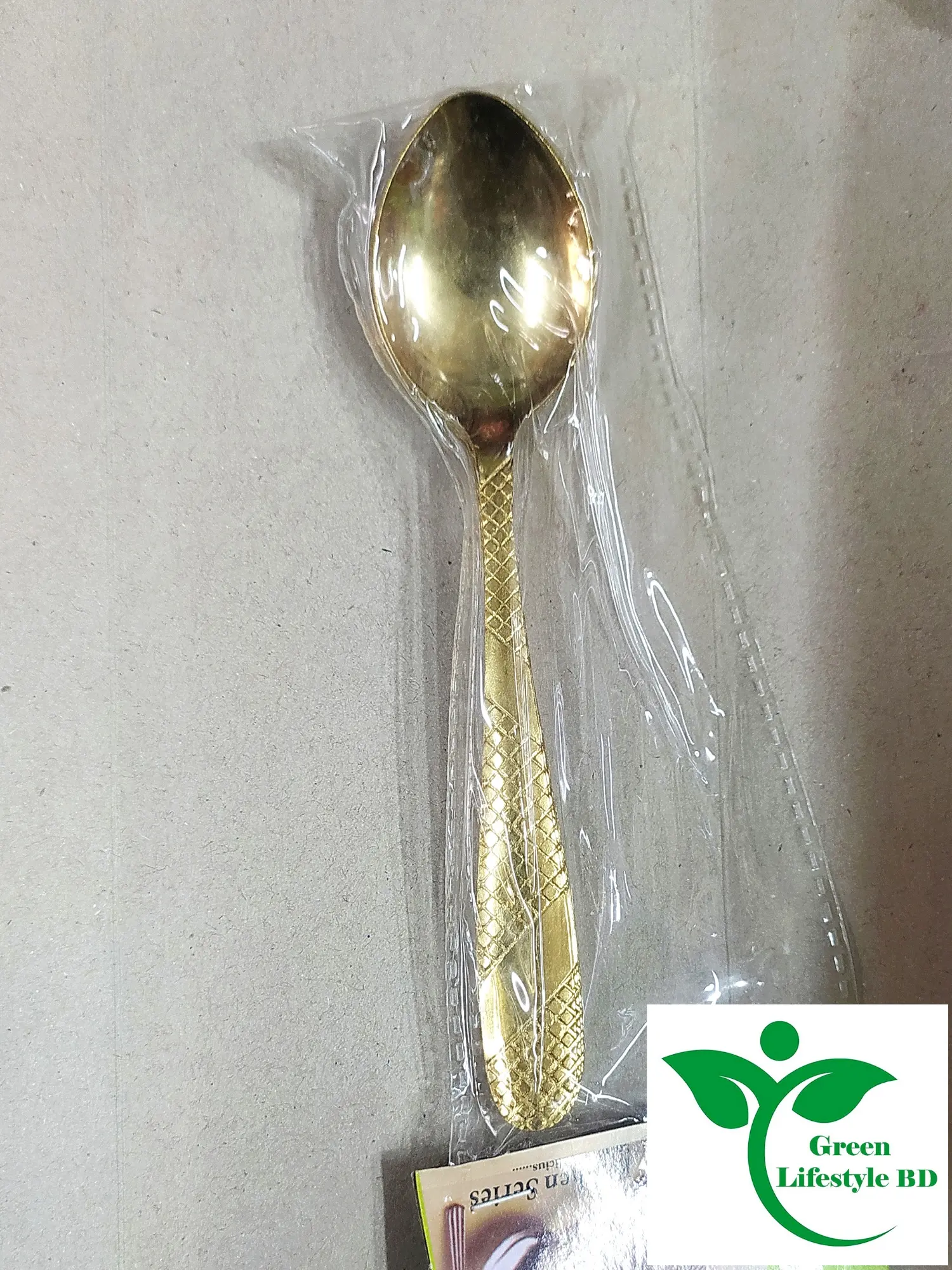 Picture of 12-Pcs Set Golden Color Tea Spoon Set Stainless Steel (Tea Spoon 6-Pcs & Fork Spoon 6-Pcs) -Chopsticks - Gold