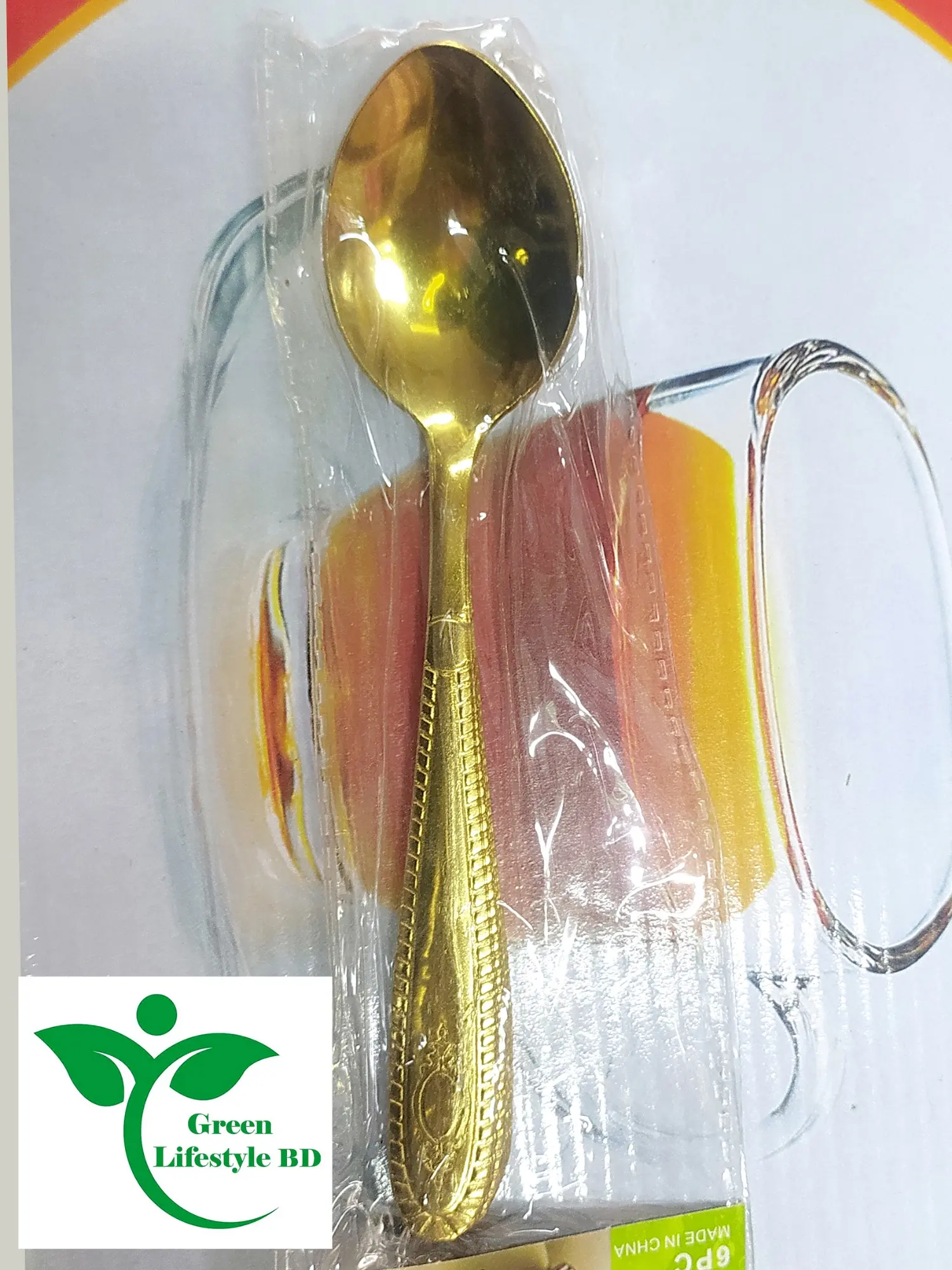 Picture of 12-Pcs Set Golden Color Tea Spoon Set Stainless Steel (Tea Spoon 6-Pcs & Fork Spoon 6-Pcs) -Chopsticks - Gold