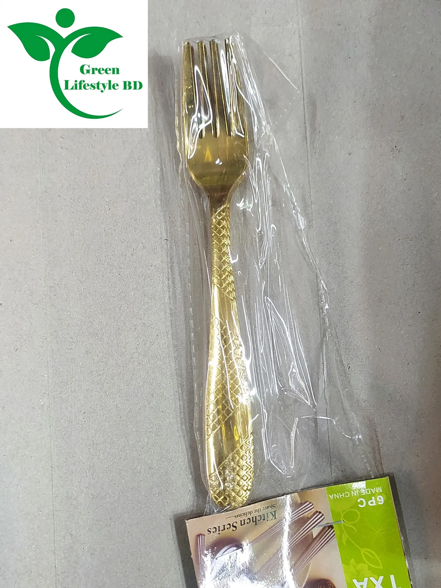 Picture of 12-Pcs Set Golden Color Tea Spoon Set Stainless Steel (Tea Spoon 6-Pcs & Fork Spoon 6-Pcs) -Chopsticks - Gold
