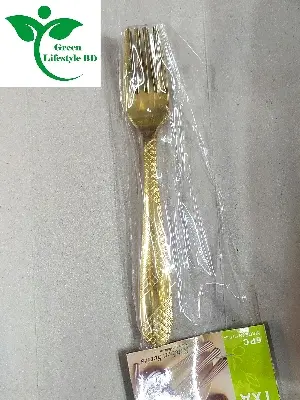 Picture of 12-Pcs Set Golden Color Tea Spoon Set Stainless Steel (Tea Spoon 6-Pcs & Fork Spoon 6-Pcs) -Chopsticks - Gold