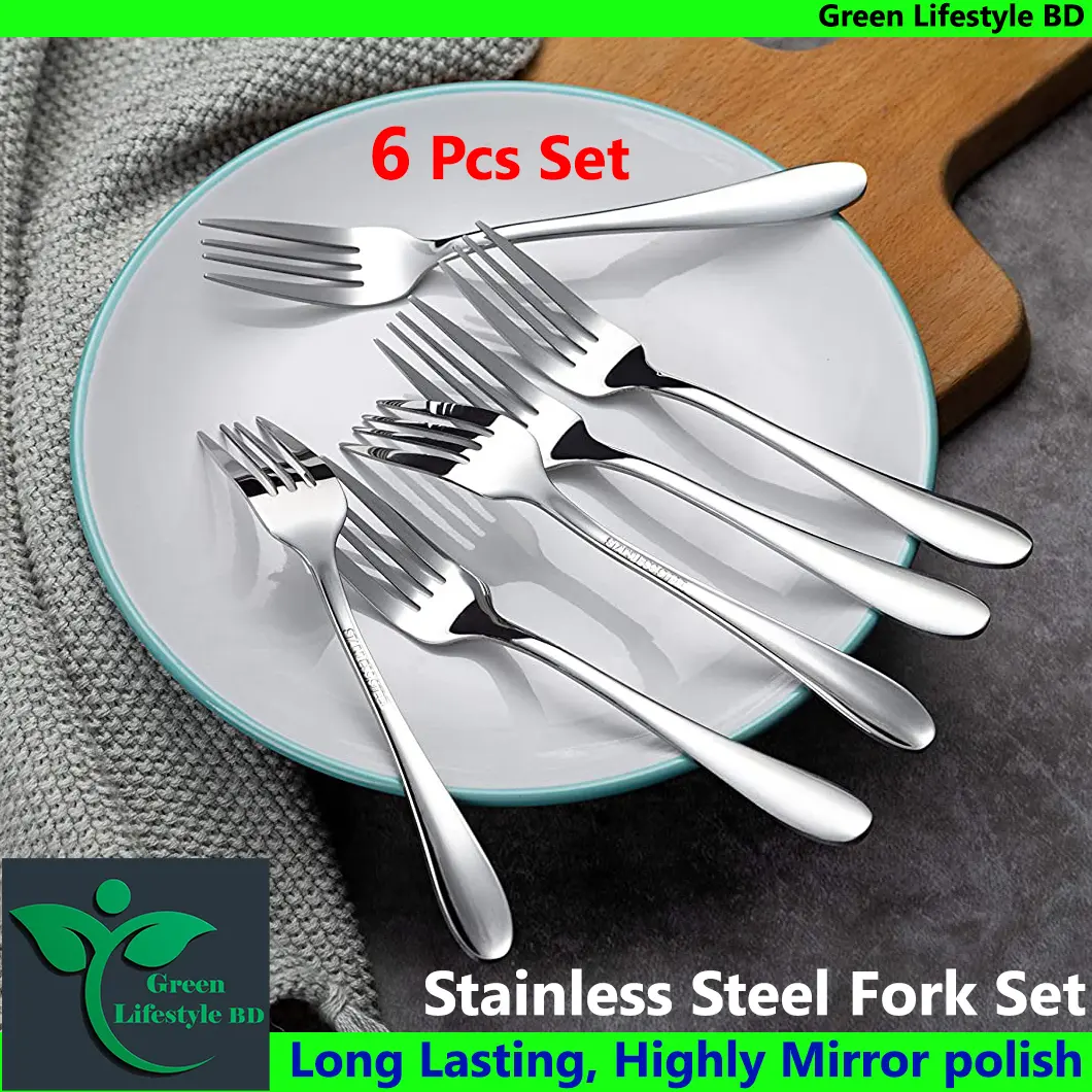 Picture of Stainless Steel 6pcs fork spoon for any occasion food and desserts (15cm/6 inch). - Silver
