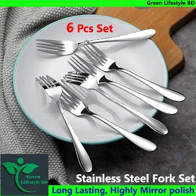 Picture of Stainless Steel 6pcs fork spoon for any occasion food and desserts (15cm/6 inch). - Silver
