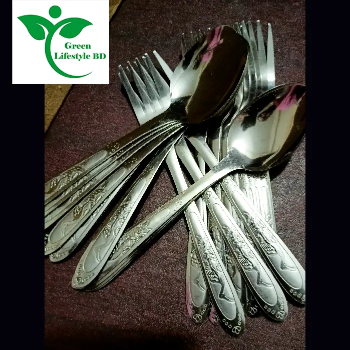 Picture of Tea And Fork Stainless Steel Spoon Set 24 Pcs Complete Set (Size 6 Inch) For Your Dining Needs Premium Quality Long-Lasting Use. - Silver