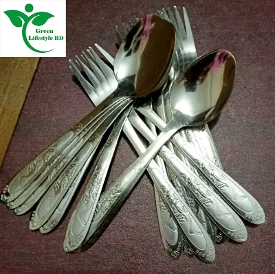 Picture of Tea And Fork Stainless Steel Spoon Set 24 Pcs Complete Set (Size 6 Inch) For Your Dining Needs Premium Quality Long-Lasting Use. - Silver