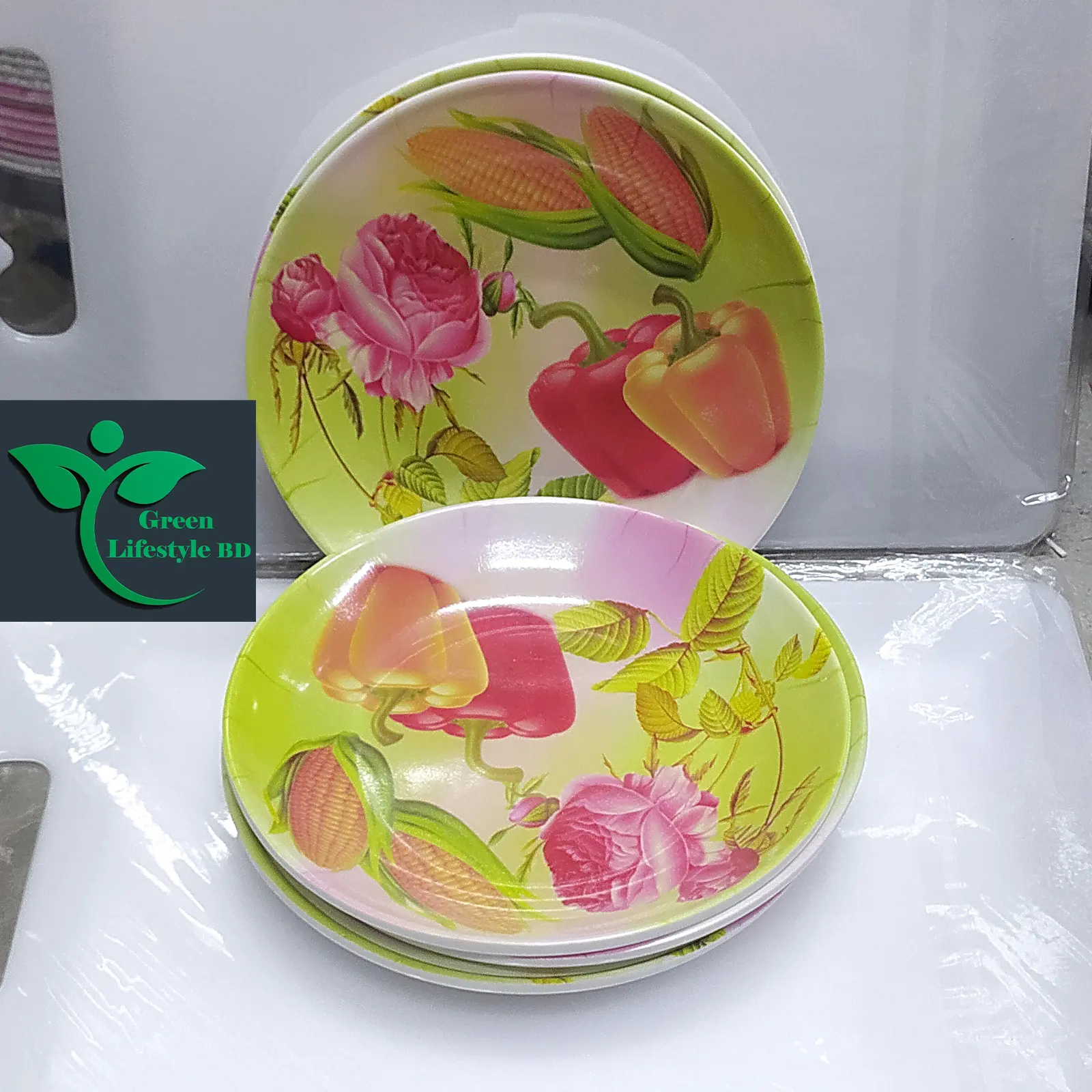 Picture of Melamine Plate 6 Pieces Set (Size 7 inch) Serve Snacks And Breakfast In Style For Dining Essentials - Multicolor