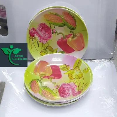 Picture of Melamine Plate 6 Pieces Set (Size 7 inch) Serve Snacks And Breakfast In Style For Dining Essentials - Multicolor