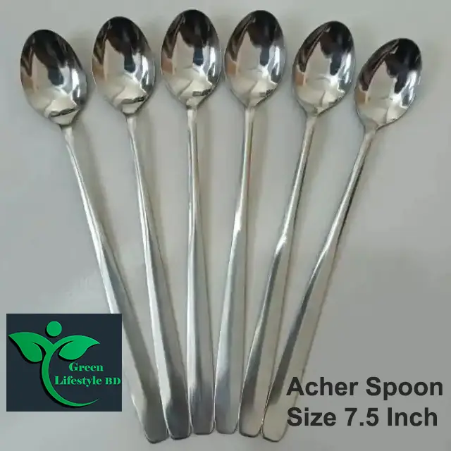 Picture of Long handle stainless steel spoon 6 Pieces set Size 7.5 inches for home and office use - Silver