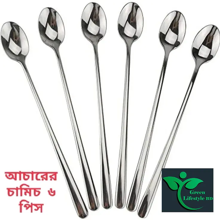 Picture of Long handle stainless steel spoon 6 Pieces set Size 7.5 inches for home and office use - Silver