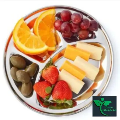 Picture of Stainless Steel 1 Pcs Round Dining Plate Size12 Inch With 4 Compartments - For Lunch And Dinner - Silver