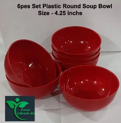 Picture of 6pcs Plastic Round Soup Bowls - 4.25 Inch - Perfect For Serving Soup, Stews, And Other Delicious Meals. - Red