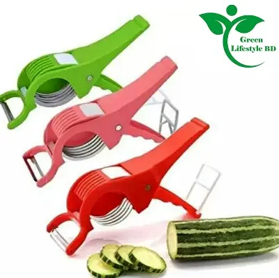 Picture of Plastic 2 in 1 vegetable cutter and peeler multicolor 1pcs for kitchen and dining. - Multicolor