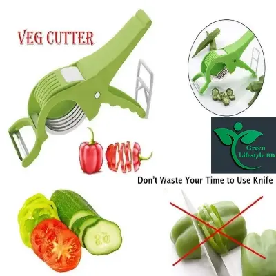 Picture of Plastic 2 in 1 vegetable cutter and peeler multicolor 1pcs for kitchen and dining. - Multicolor