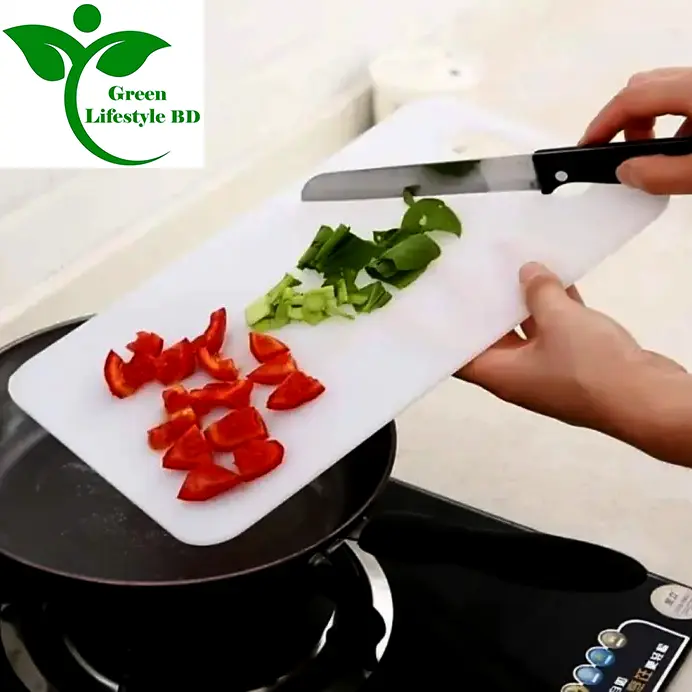 Picture of Food Grade Plastic Vegetable & Fruits Chopping Board 1 pcs size 8/12 for kitchen and dining. - White