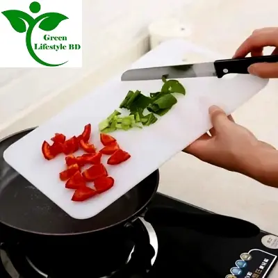 Picture of Food Grade Plastic Vegetable & Fruits Chopping Board 1 pcs size 8/12 for kitchen and dining. - White
