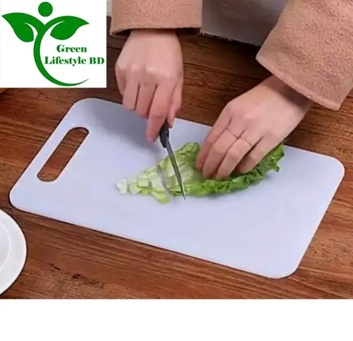 Picture of Food Grade Plastic Vegetable & Fruits Chopping Board 1 pcs size 8/12 for kitchen and dining. - White