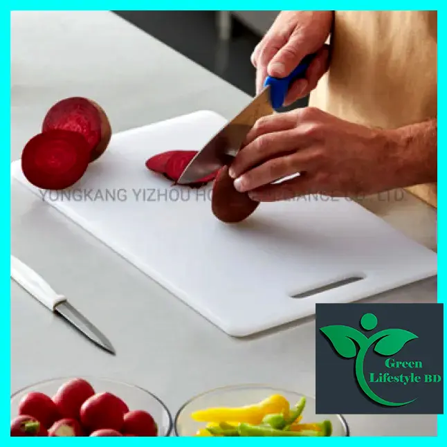 Picture of Food Grade Plastic Vegetable & Fruits Chopping Board 1 pcs size 8/12 for kitchen and dining. - White