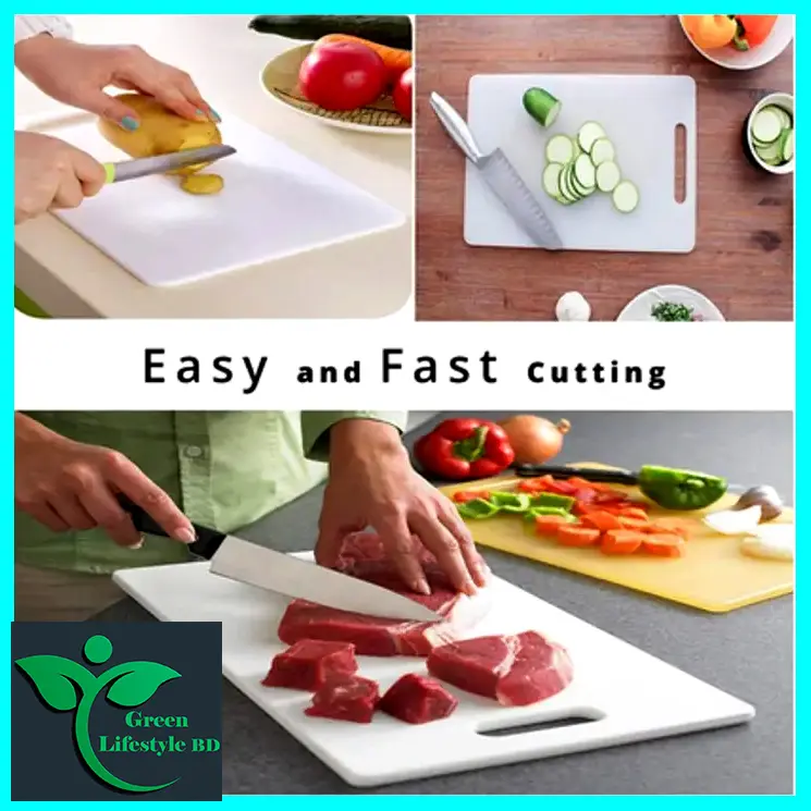 Picture of Food Grade Plastic Vegetable & Fruits Chopping Board 1 pcs size 8/12 for kitchen and dining. - White