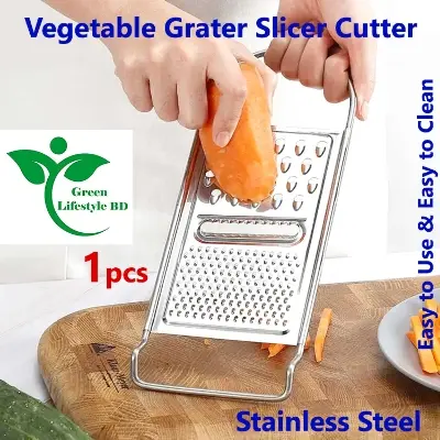 Picture of Premium 3 Way Stainless Steel Flat Grater - 12x4.3 Inch - Kitchen - Razor Sharp Teeth Carrot Potato Peeler Fruit Vegetable Cheese Slicer - High Performance Quality Product - Silver