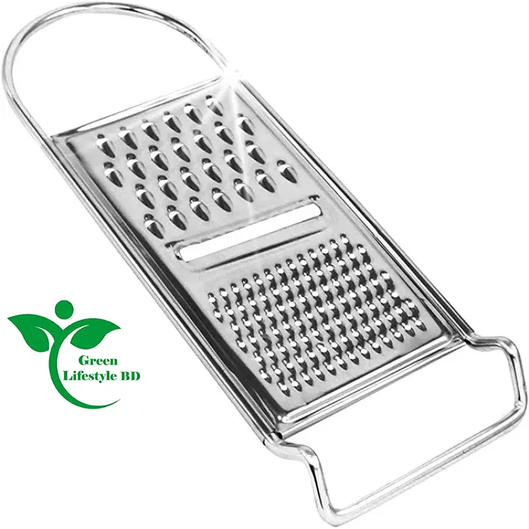 Picture of Premium 3 Way Stainless Steel Flat Grater - 12x4.3 Inch - Kitchen - Razor Sharp Teeth Carrot Potato Peeler Fruit Vegetable Cheese Slicer - High Performance Quality Product - Silver