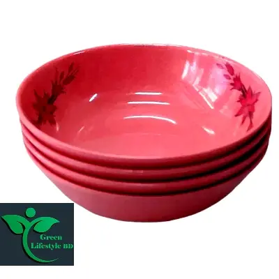 Picture of Melamine bowl 4 pcs set medium size 6-inch pink color for home and office. - Pink
